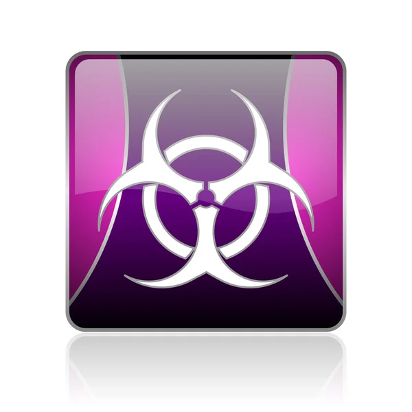 Virus violet square web glossy icon — Stock Photo, Image