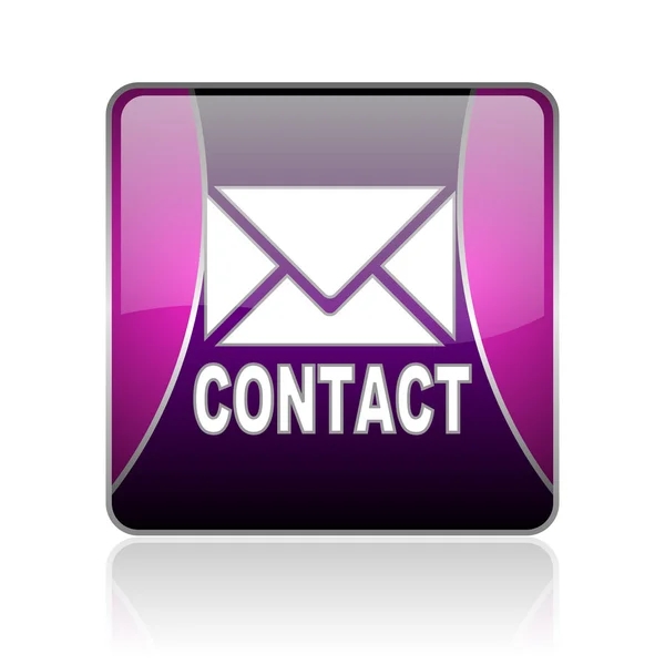 Neem contact op met violet vierkante web glanzende pictogram — Stockfoto