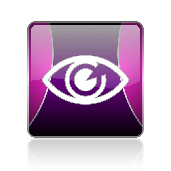 Eye violet square web glossy icon — Stock Photo, Image