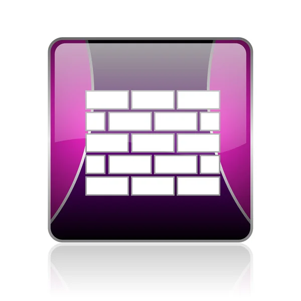 Brandvägg violett torget web blanka ikonen — Stockfoto