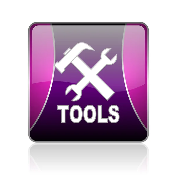Tools violet square web glossy icon — Stock Photo, Image