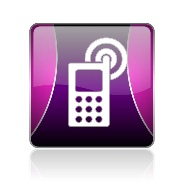 Cellphone violet square web glossy icon — Stock Photo, Image