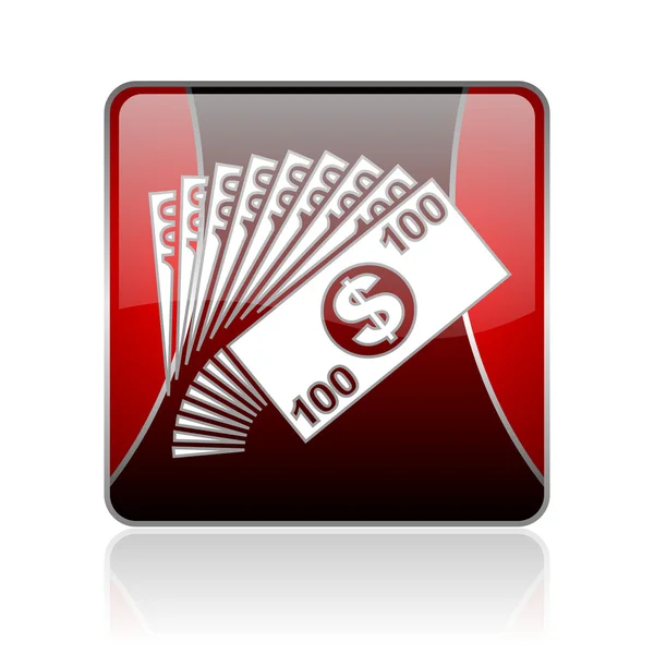 Bani roșu pătrat web glossy icon — Fotografie, imagine de stoc