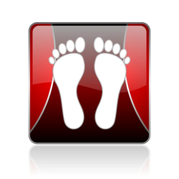 Fußabdruck rotes quadratisches Web-Hochglanz-Symbol — Stockfoto