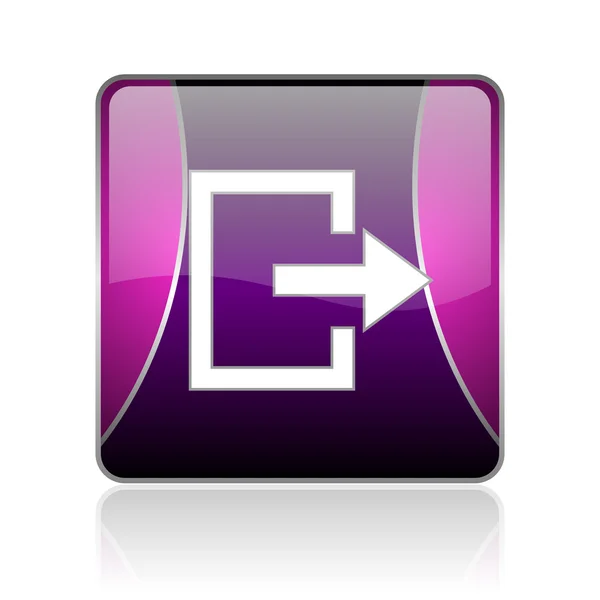 Exit violet square web glossy icon — Stock Photo, Image