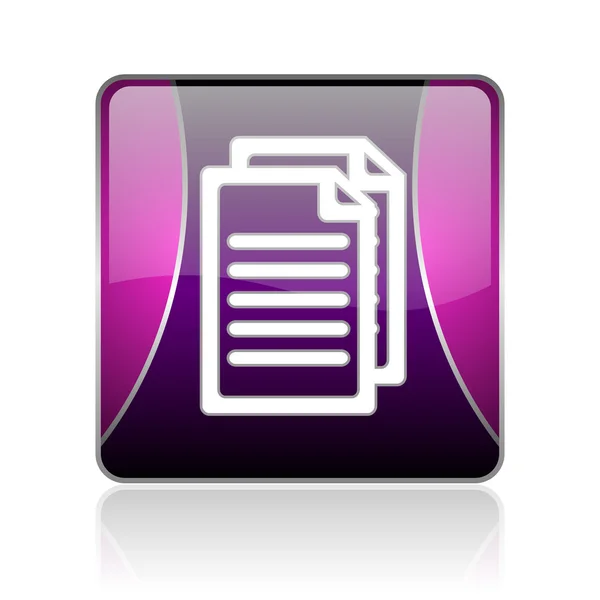 Document violet square web glossy icon — Stock Photo, Image