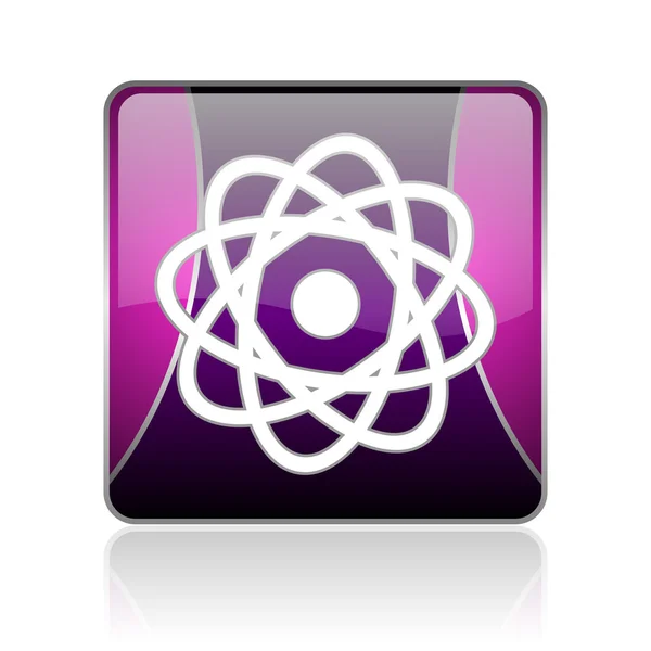 Atom violet square web glossy icon — Stock Photo, Image