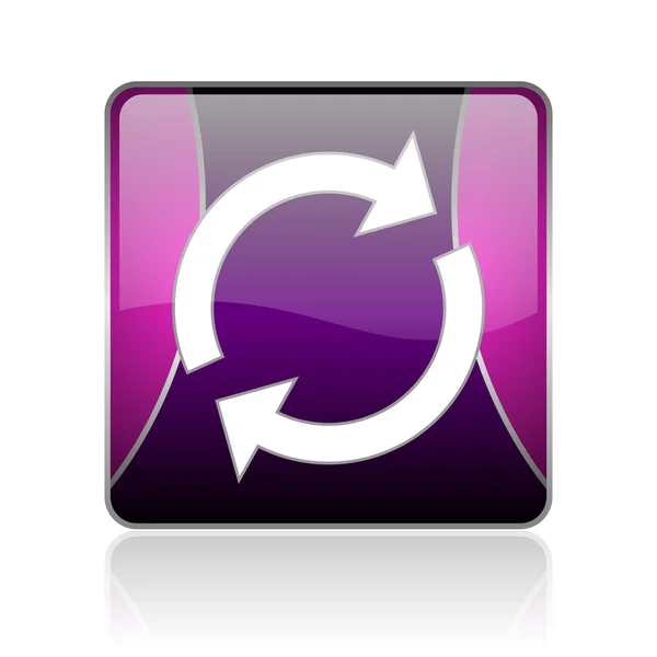 Recarga violeta cuadrada web icono brillante —  Fotos de Stock