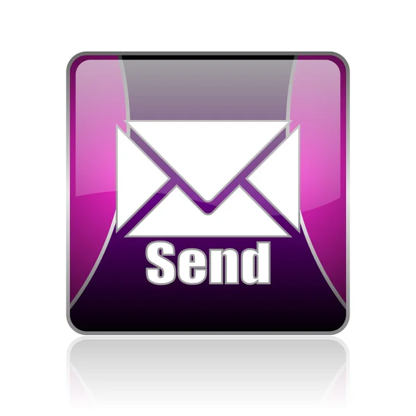Send violet square web glossy icon — Stock Photo, Image