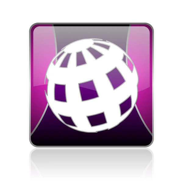 Terre violet carré web brillant icône — Photo