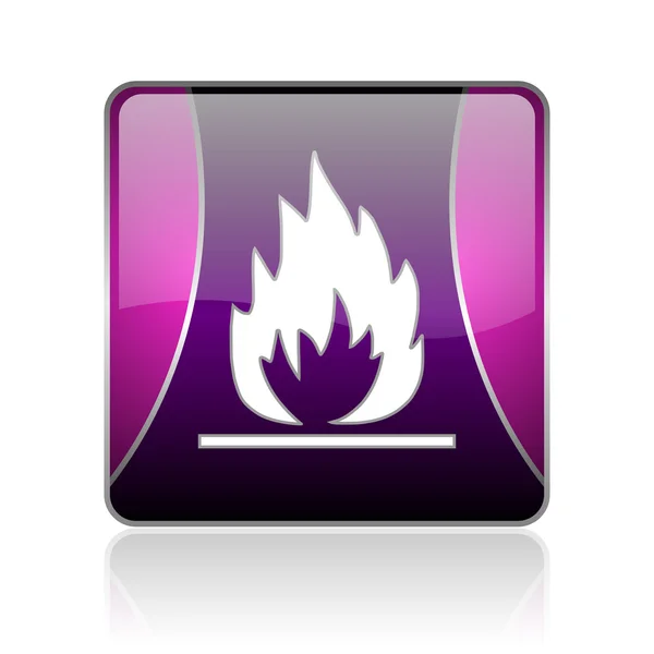 Plameny fialový čtvereček web lesklý ikona — Stock fotografie