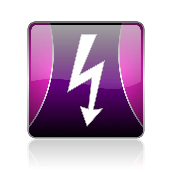Blitz violette quadratische Web-Hochglanz-Symbol — Stockfoto