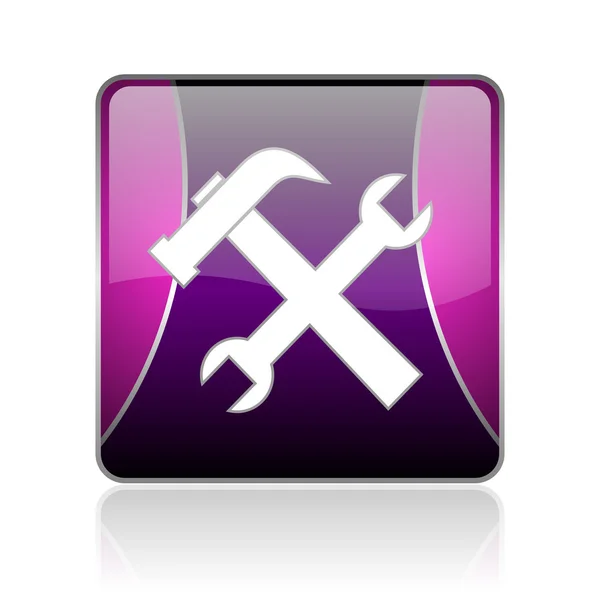 Hulpmiddelen violet vierkante web glanzende pictogram — Stockfoto