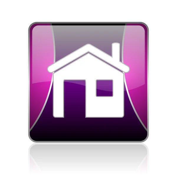 Huis violet vierkante web glanzende pictogram — Stockfoto