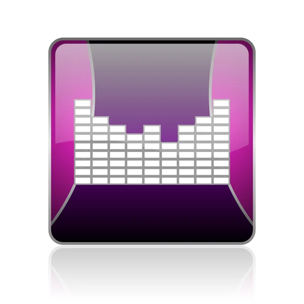 Sound violet square web glossy icon — Stock Photo, Image