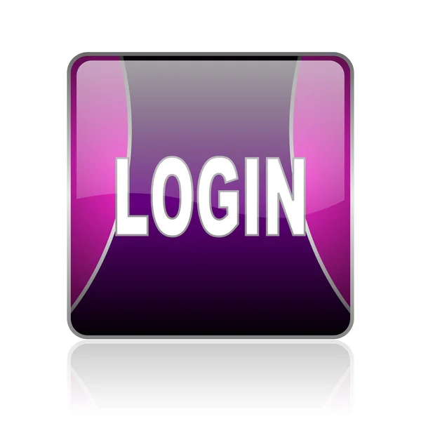 Login violet vierkante web glanzende pictogram — Stockfoto