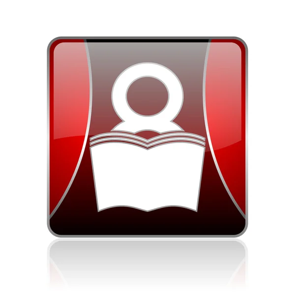 Book red square web glossy icon — Stock Photo, Image