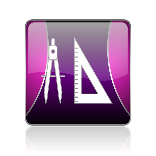 E-learning violeta quadrado web ícone brilhante — Fotografia de Stock