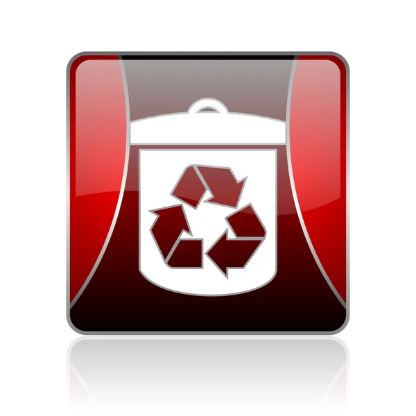 Recyklingu czerwony kwadrat WWW błyszczący ikona — Zdjęcie stockowe
