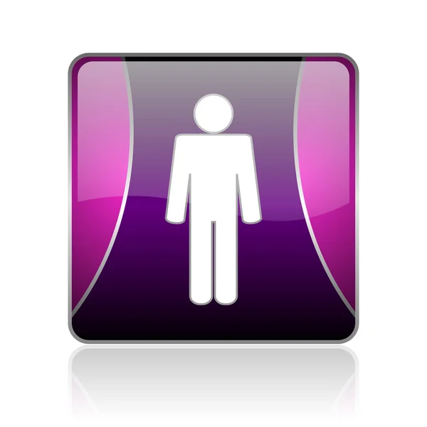 Man violet vierkante web glanzende pictogram — Stockfoto