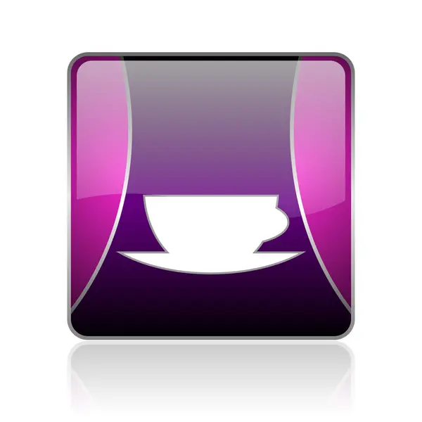 Coffee cup violet square web glossy icon — Stock Photo, Image