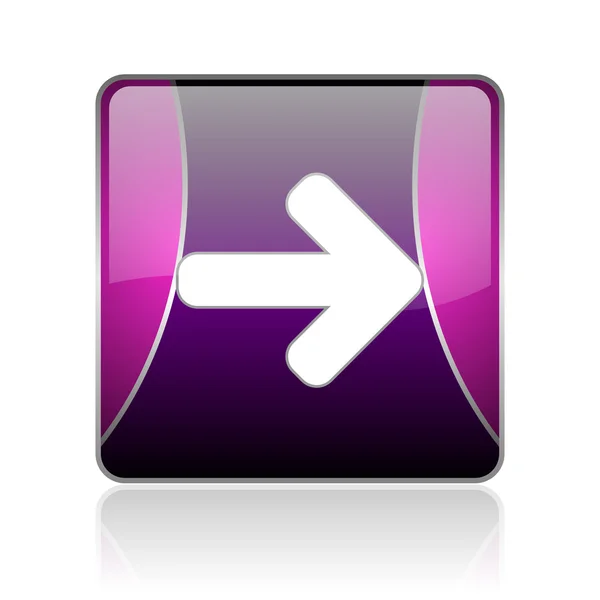 Seta direita violeta quadrado web ícone brilhante — Fotografia de Stock