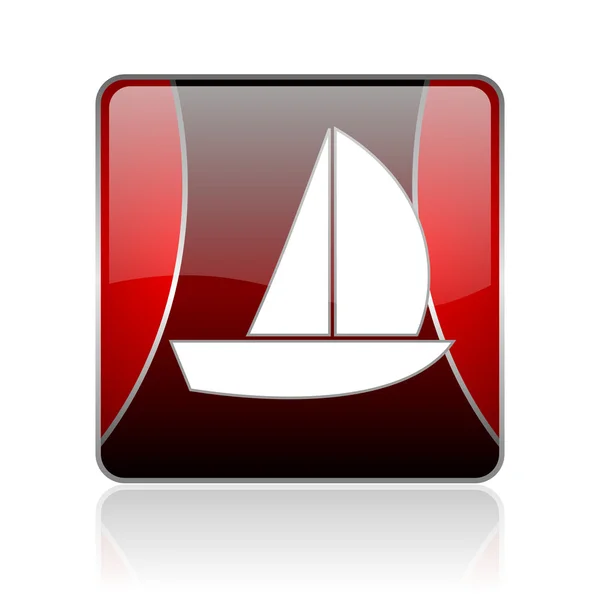 Yacht rot quadratisch Web-Hochglanz-Symbol — Stockfoto