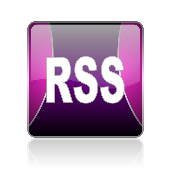 Rss viola quadrato web icona lucida — Foto Stock