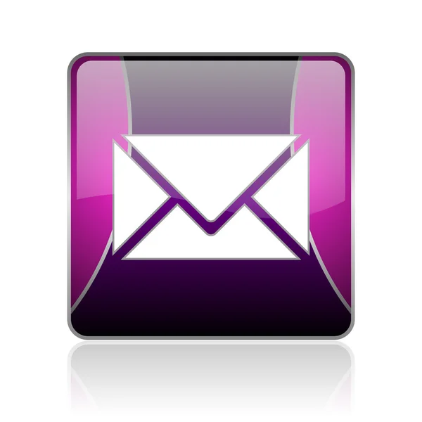 Mail violet square web glossy icon — Stock Photo, Image