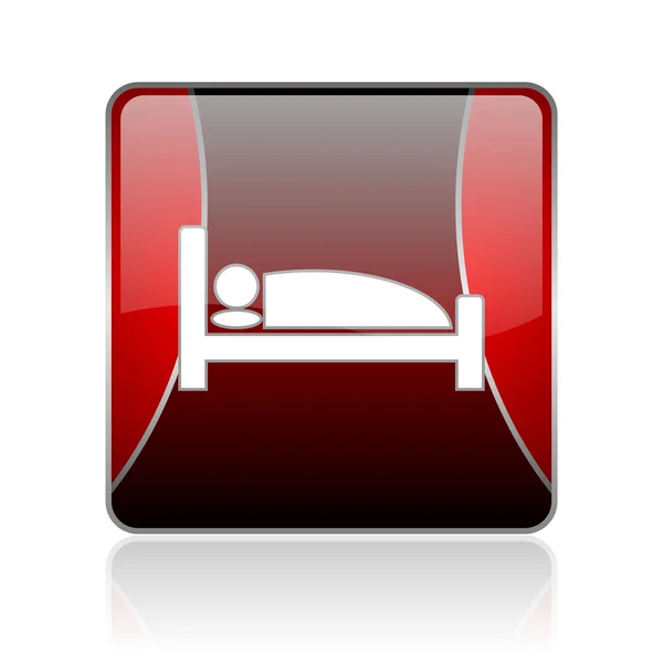 Hotel red square web glossy icon — Stock Photo, Image
