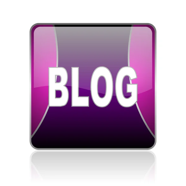 Blog violeta cuadrado web icono brillante — Foto de Stock