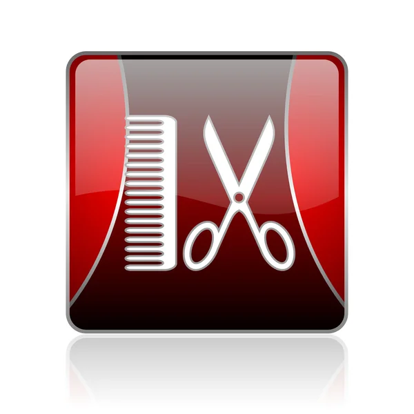 Rode plein web glanzende pictogram Barber — Stockfoto