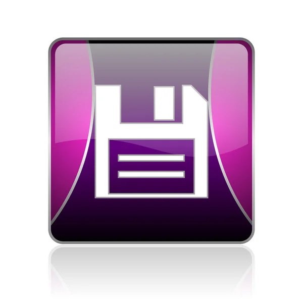 Disk violet square web glossy icon — Stock Photo, Image