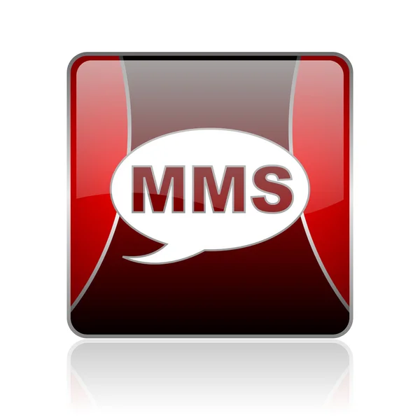 Mms 红色正方形 web 光泽图标 — 图库照片