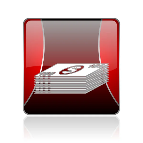 Money red square web glossy icon — Stock Photo, Image