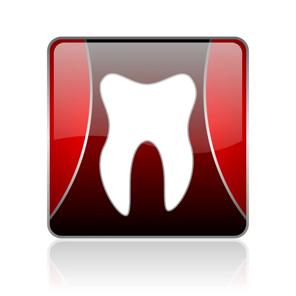 Tooth red square web glossy icon — Stock Photo, Image