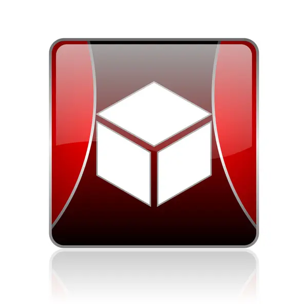 Cuadro rojo cuadrado web brillante icono —  Fotos de Stock