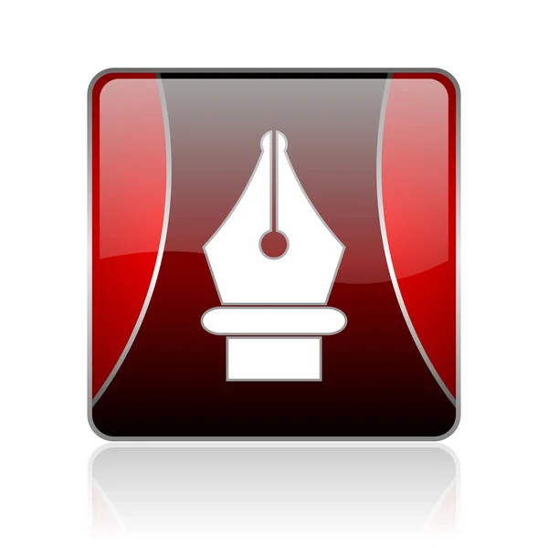 Penna rossa quadrata web icona lucida — Foto Stock