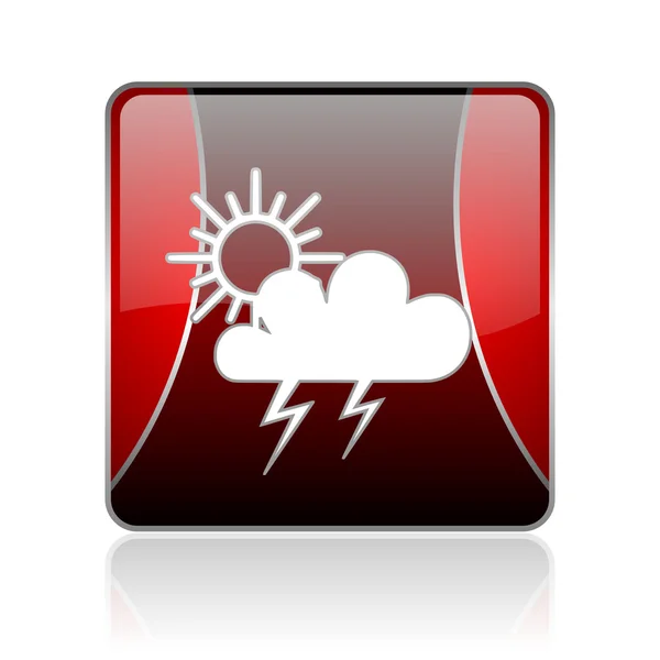 Időjárás-előrejelzés piros négyzet pókháló fényes ikon — Stock Fotó