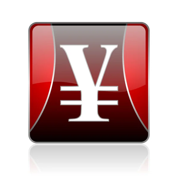 Yen red square web glossy icon — Stock Photo, Image