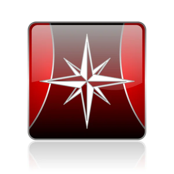 Compass red square web glossy icon — Stock Photo, Image