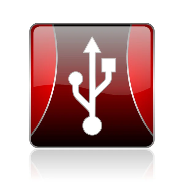 Usb red square web glossy icon — Stock Photo, Image