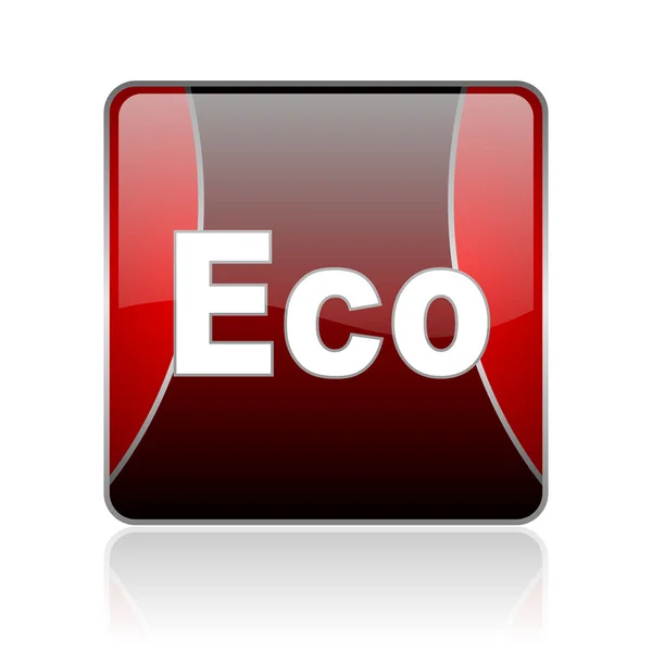 Eco rot quadratische Web-Hochglanz-Symbol — Stockfoto