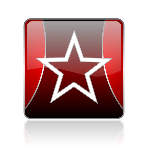 Star red square web glossy icon — Stock Photo, Image