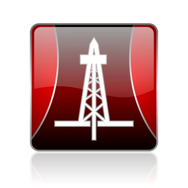 Drilling red square web glossy icon — Stock Photo, Image