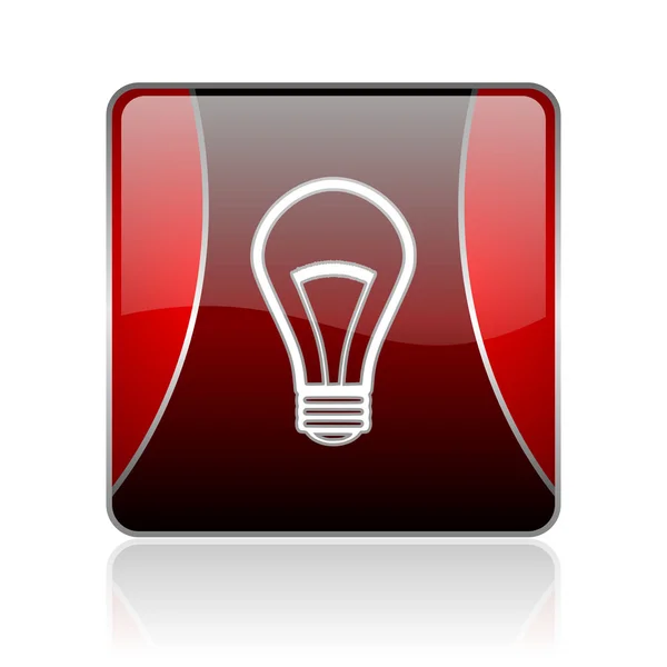 Light bulb red square web glossy icon — Stock Photo, Image