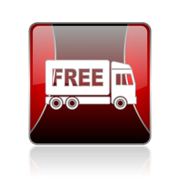 Free delivery red square web glossy icon — Stock Photo, Image