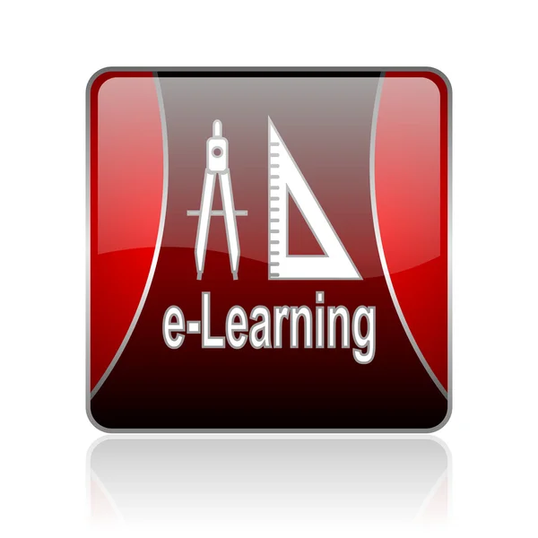 E-learning red square web icono brillante — Foto de Stock