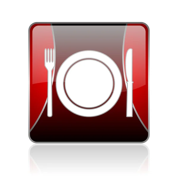 Food red square web glossy icon — Stok fotoğraf