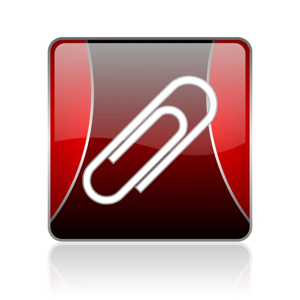 Paper clip red square web glossy icon — Stock Photo, Image